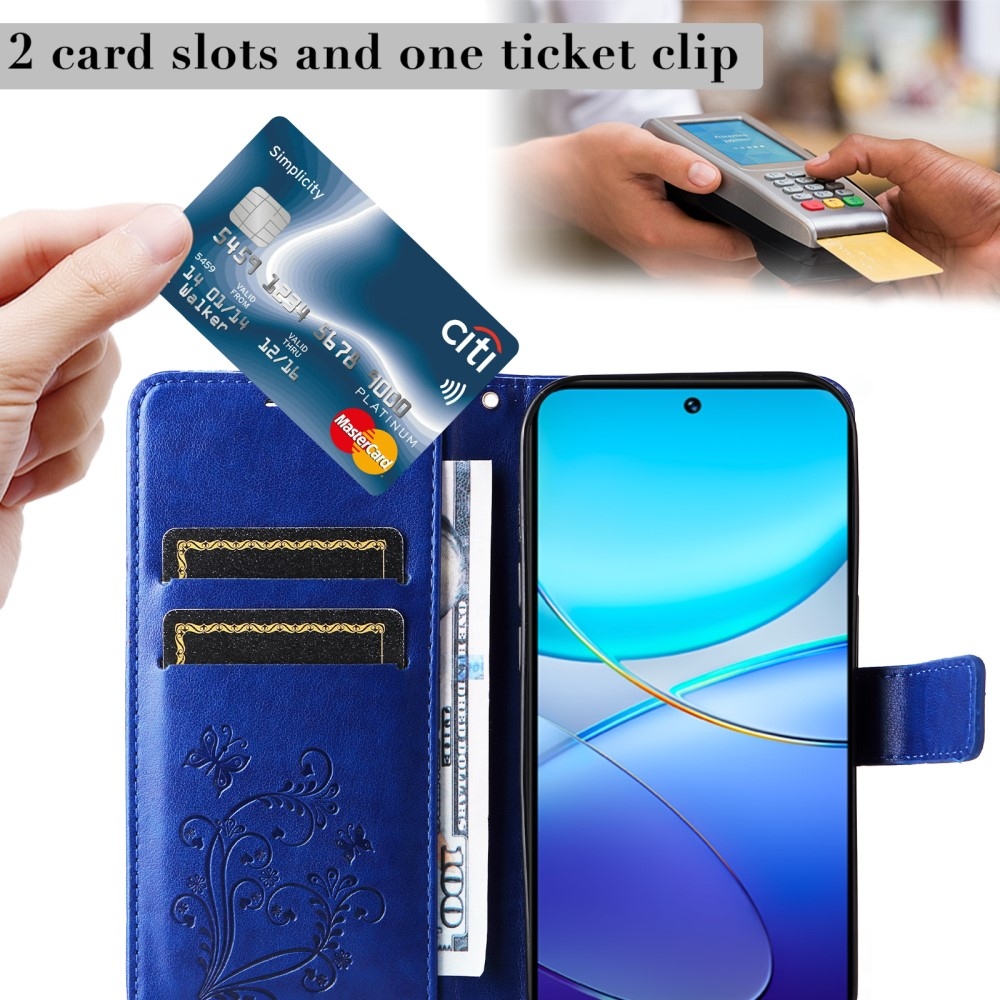 Nagy pillangó könyv tok a Vivo V40 SE 4G/5G-hez - kék