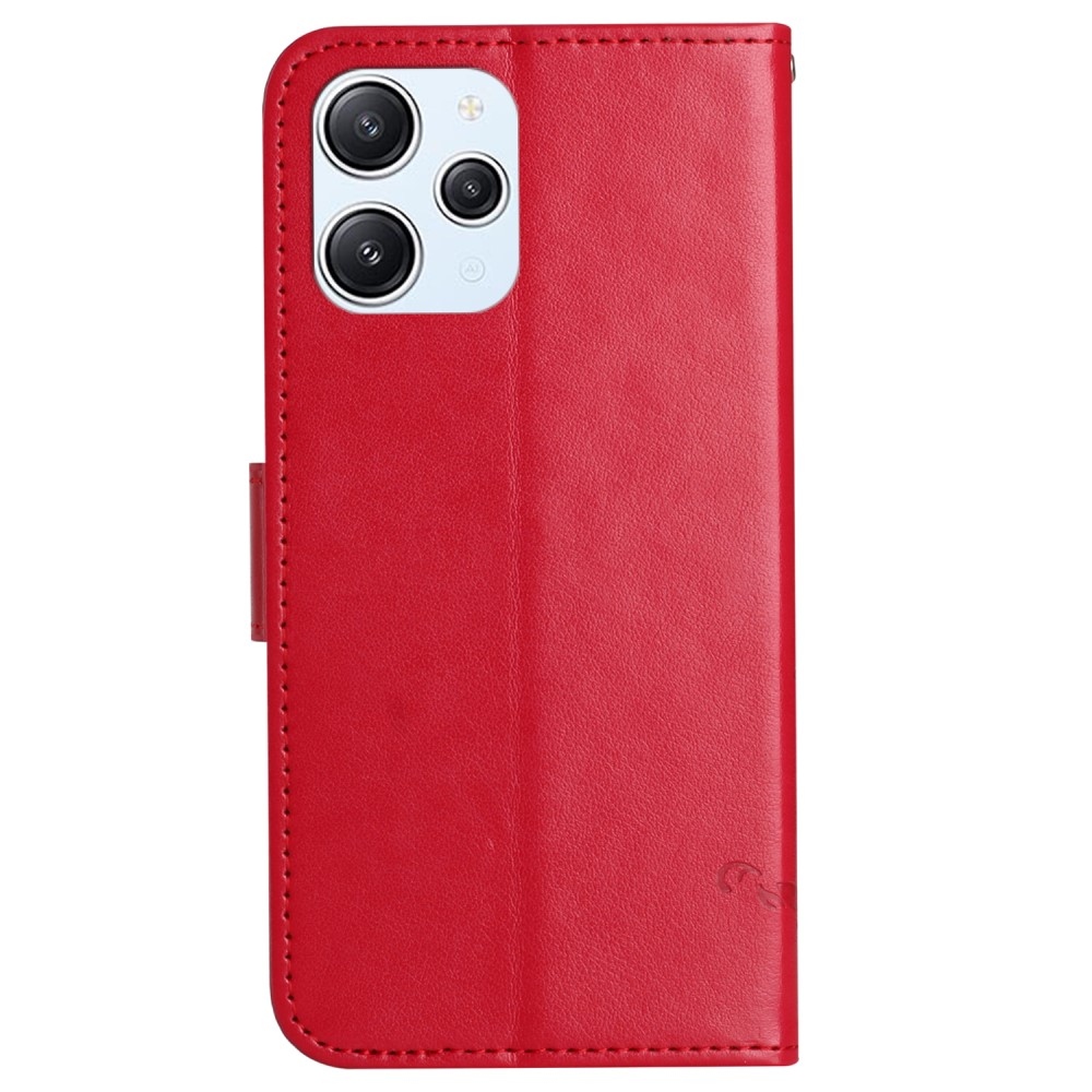 Virágos könyv tok a Xiaomi Redmi 12 4G/5G készülékhez - piros