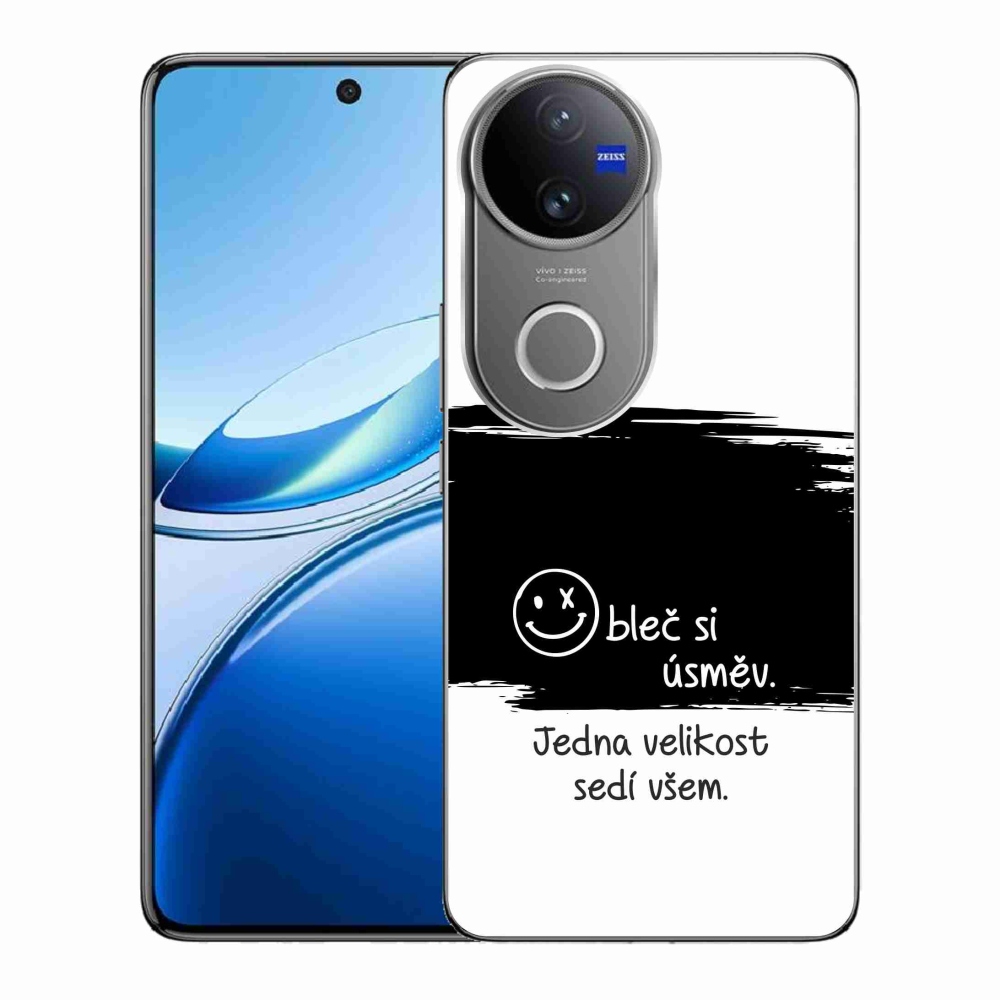 Gél borító mmCase a Vivo V50 5G készülékhez - vicces szöveg 8 fekete és fehér háttérrel