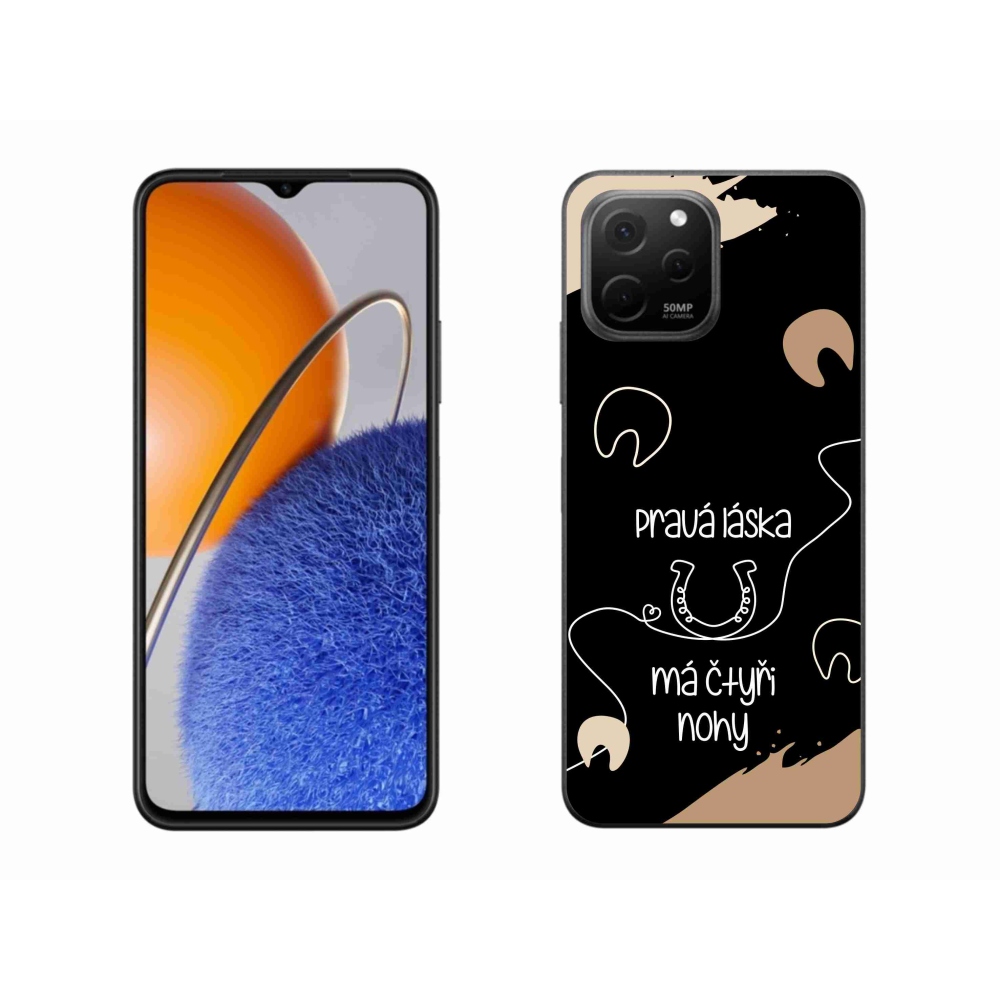 Gél borítás mmCase a Huawei Nova Y61 készülékhez - ló motívum fekete háttérrel