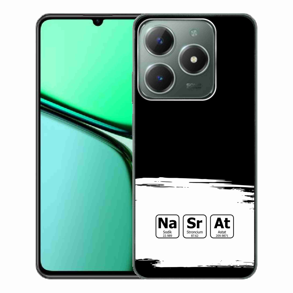 Gél borító mmCase a Realme C61 készülékre - kémiai elemek fehér és fekete háttérrel