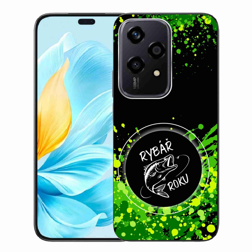 Zselés borító mmCase a Honor 200 Lite 5G számára - az év horgásza fekete háttérrel