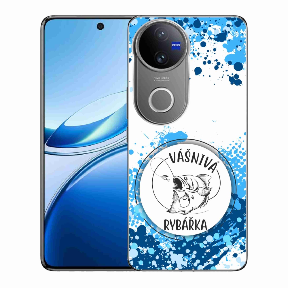 Gél borító mmCase a Vivo V50 5G-n - szenvedélyes halász fehér háttérrel