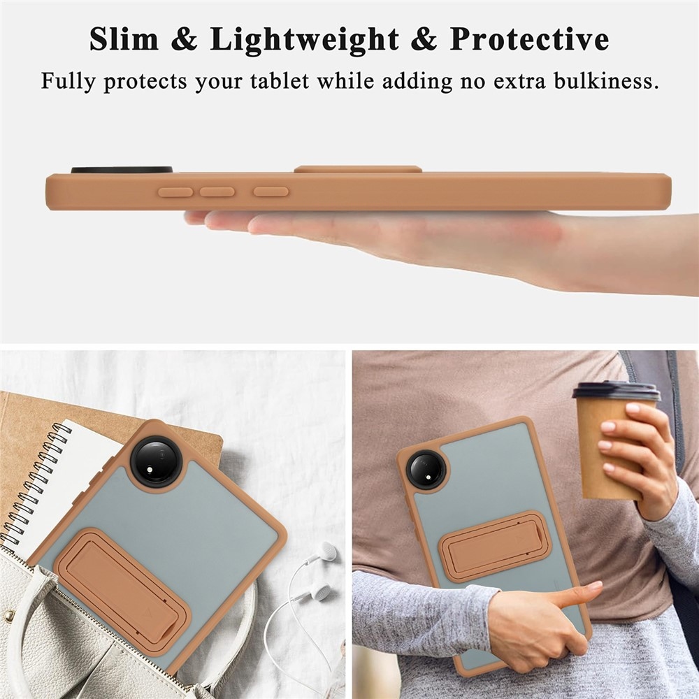 Skiny zselés tok fix hátlappal és flip állvánnyal Xiaomi Redmi Pad SE 8.7 készülékhez - arany színben