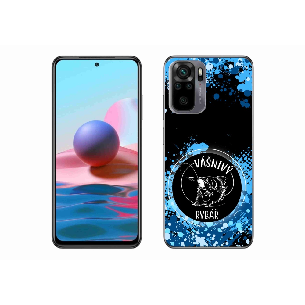 Gél borító mmCase a Xiaomi Redmi Note 10S számára - szenvedélyes halász fekete háttérrel