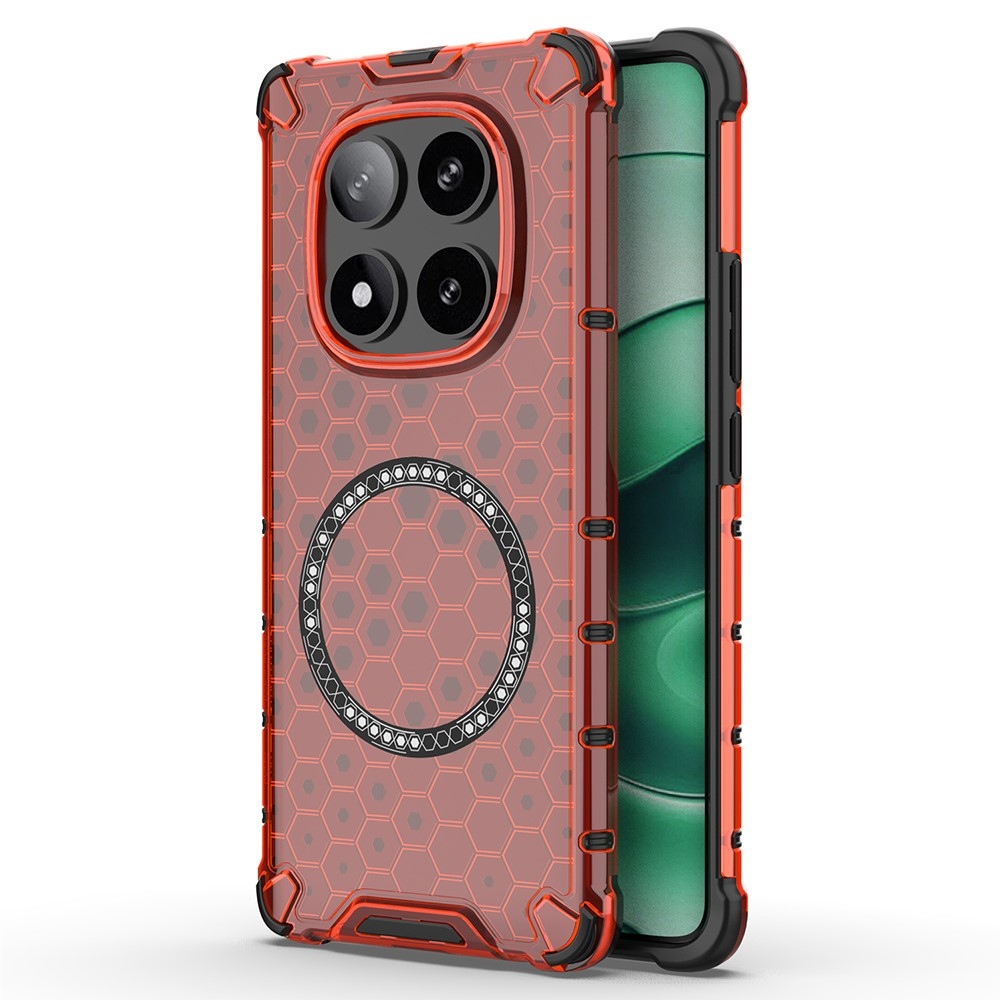 Mézédes, tartós védőburkolat MagSafe-vel a Xiaomi Redmi Note 14 Pro 5G/Poco X7 5G számára - piros színű