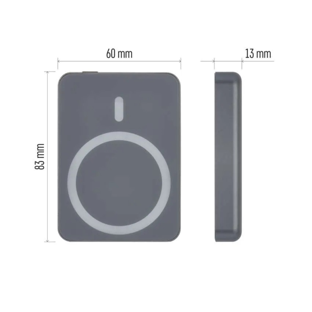 Powerbank EMOS WI 522, 5000 mAh, 20 W+vezeték nélküli - szürke