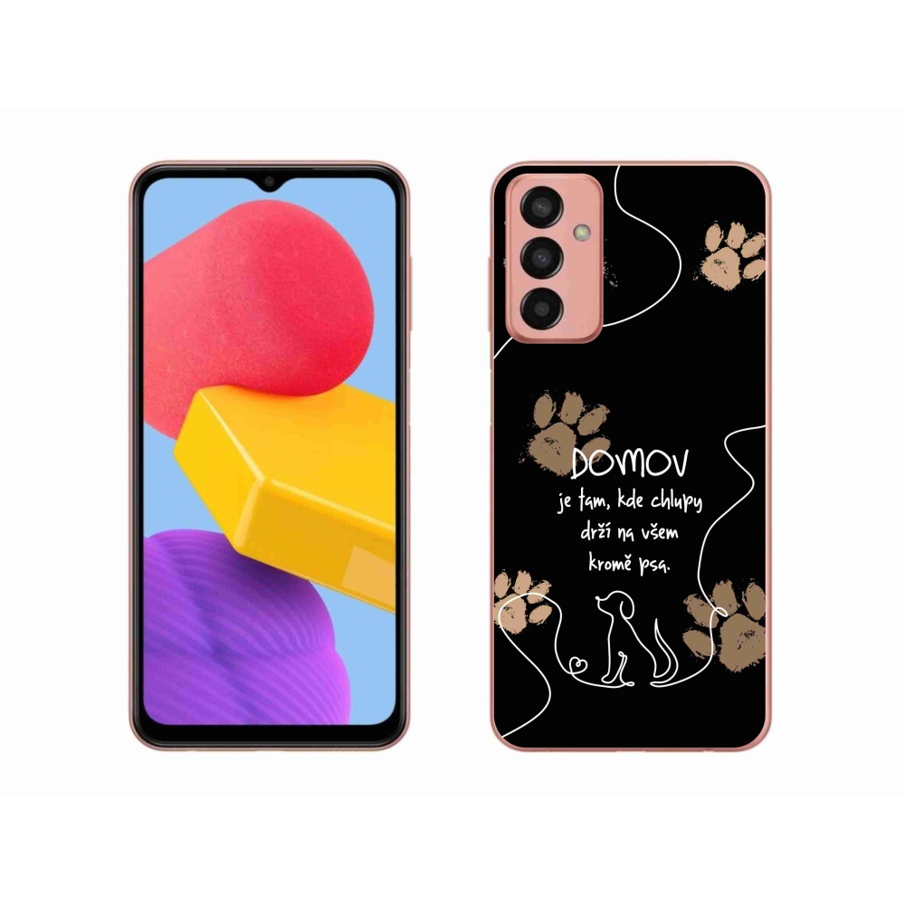 Gél borítás mmCase Samsung Galaxy M13 készülékhez - kutya motívum fekete háttérrel