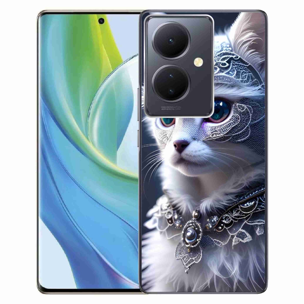 Zselés borítás mmCase a Vivo V29 Lite 5G - fehér macska