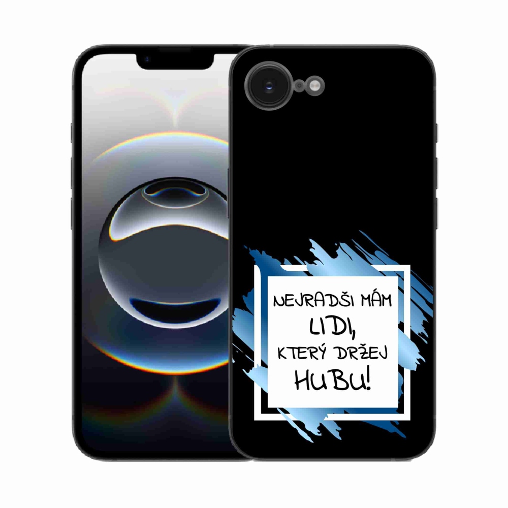 Gél borító mmCase iPhone 16e készülékhez - vicces szöveg 7 fehér és fekete háttérrel