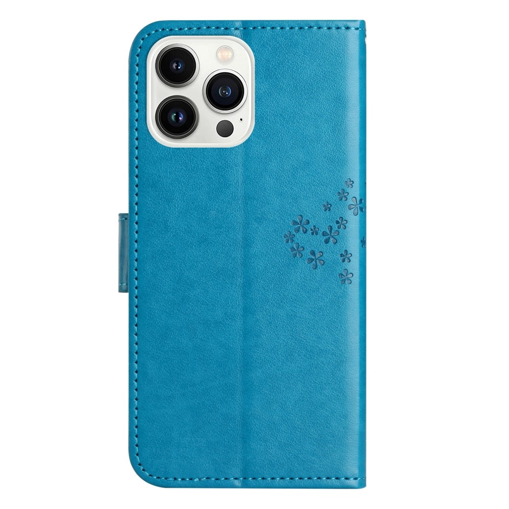 Fás könyv tok iPhone 15 Pro Max készülékhez - kék