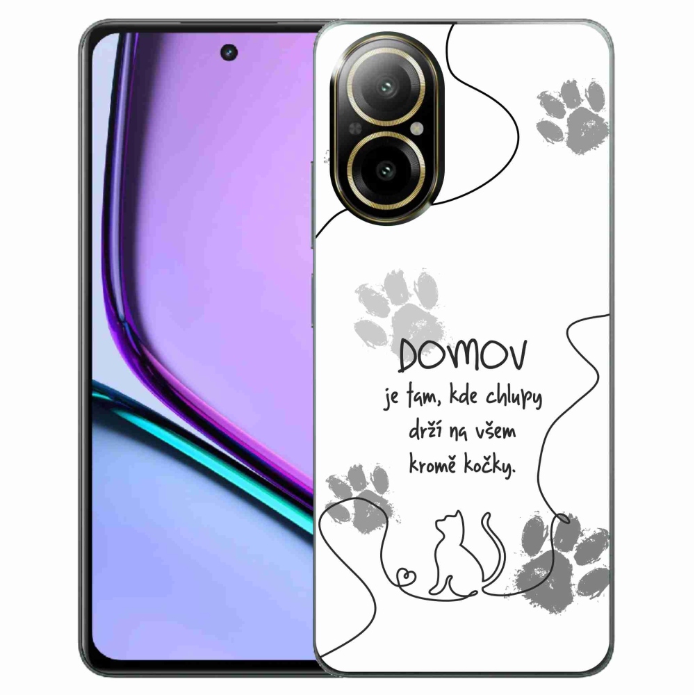 Gél borító mmCase a Realme C67 készülékhez - macska motívum fehér háttérrel