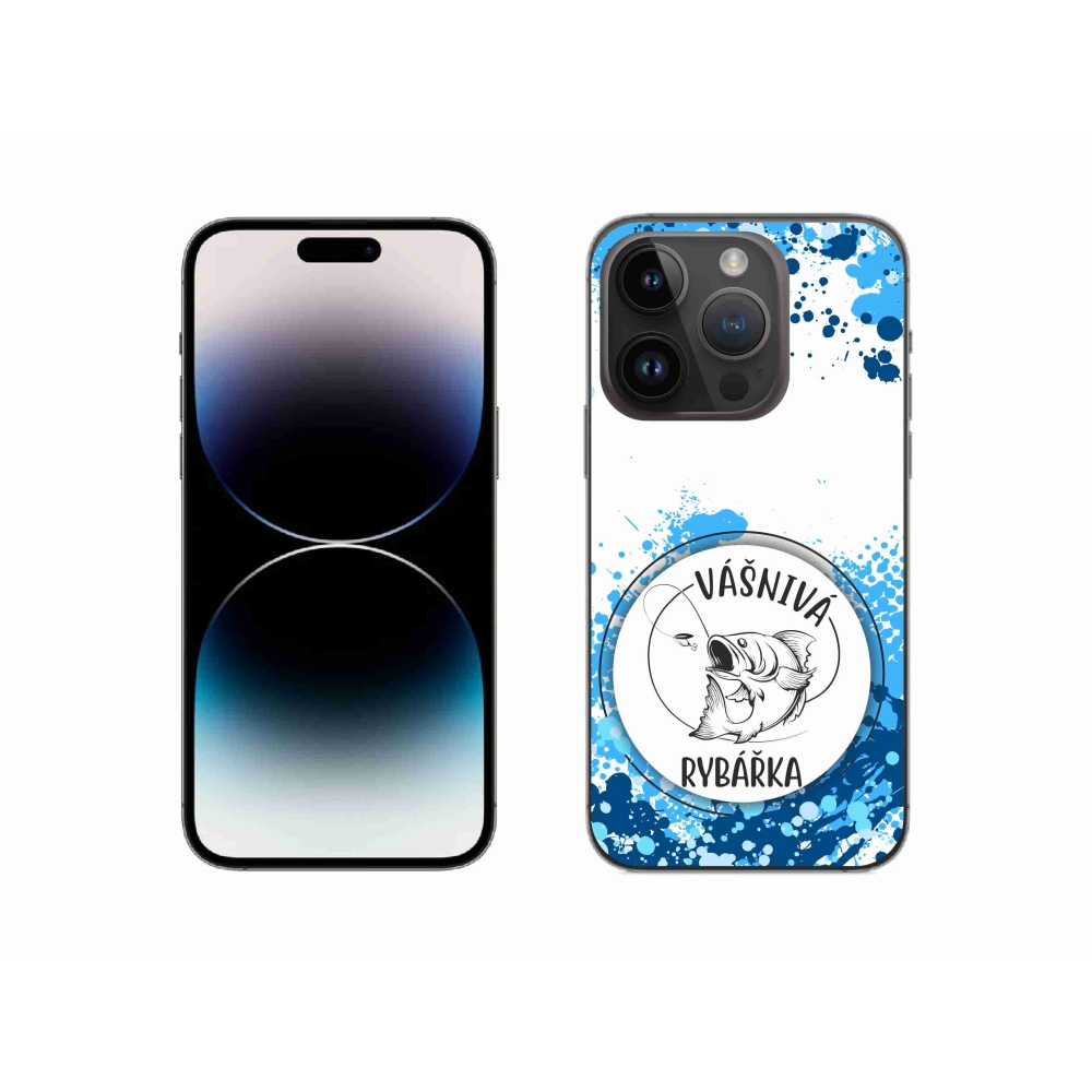 Gél borítás mmCase iPhone 14 Pro 6.1 készülékhez - szenvedélyes halász fehér háttérrel