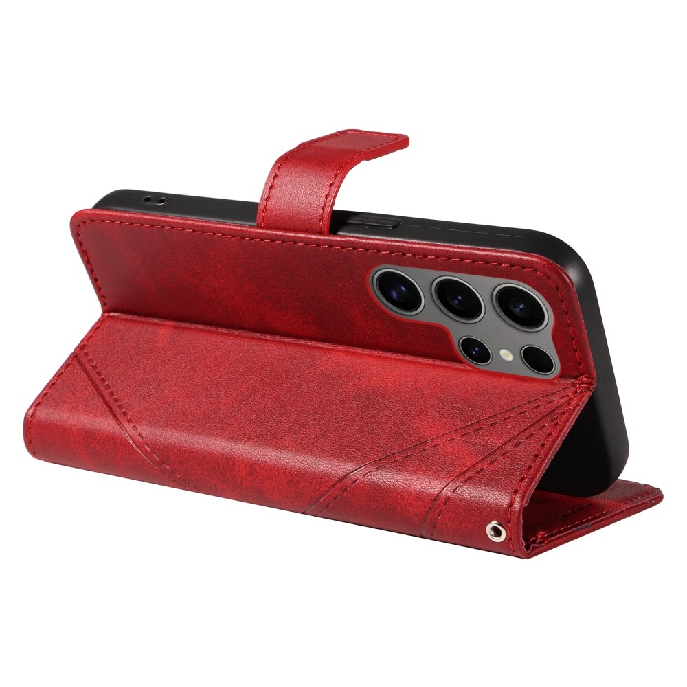 Vonalak könyv tok Samsung Galaxy S25 Ultra - piros