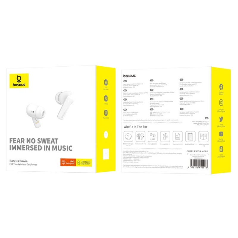 Baseus Bowie E19 vezeték nélküli fejhallgató Stellar White