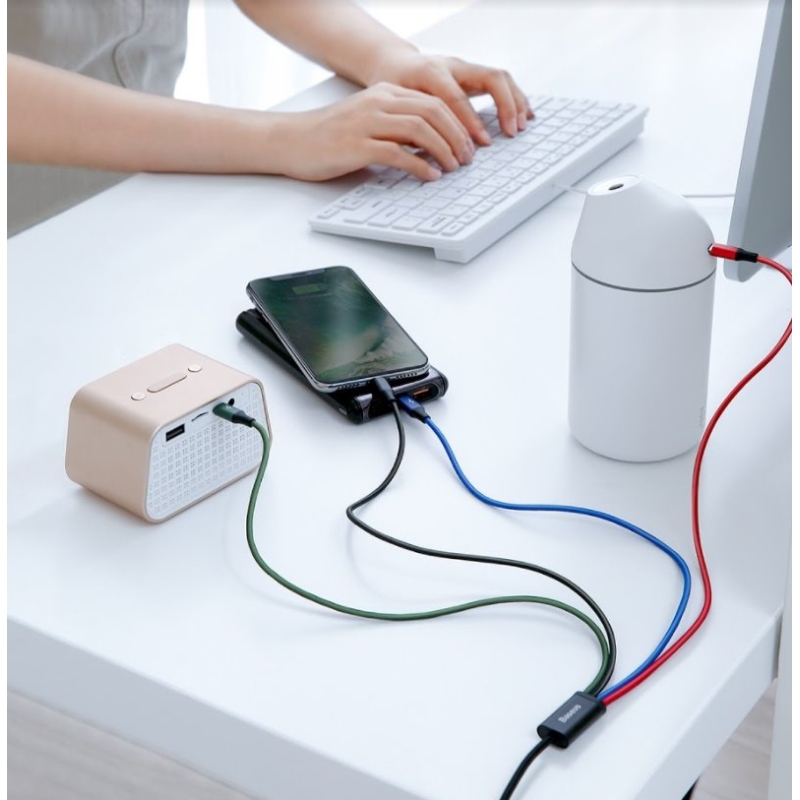 Baseus CA1T4-A01 Gyors 4in1 kábel 2x Lightning, USB-C, MicroUSB 3.5A 1.2m Fekete