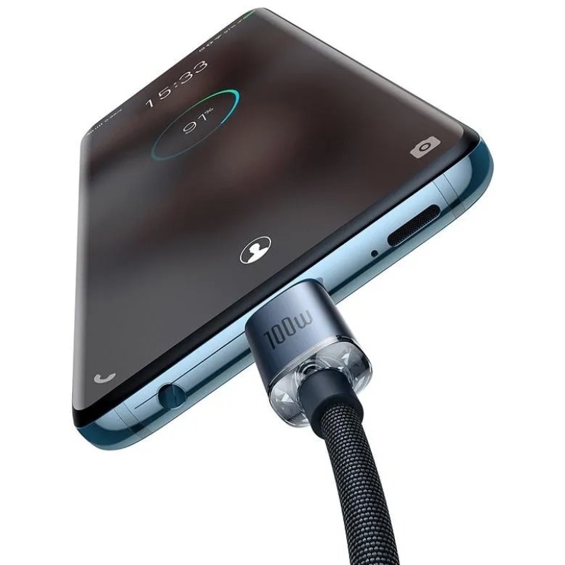 Baseus CAJY000601 Crystal Shine sorozatú adatkábel USB-C - USB-C 100W 1.2m Fekete