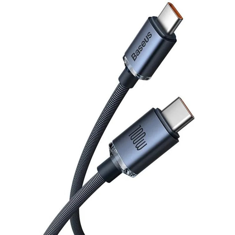 Baseus CAJY000601 Crystal Shine sorozatú adatkábel USB-C - USB-C 100W 1.2m Fekete