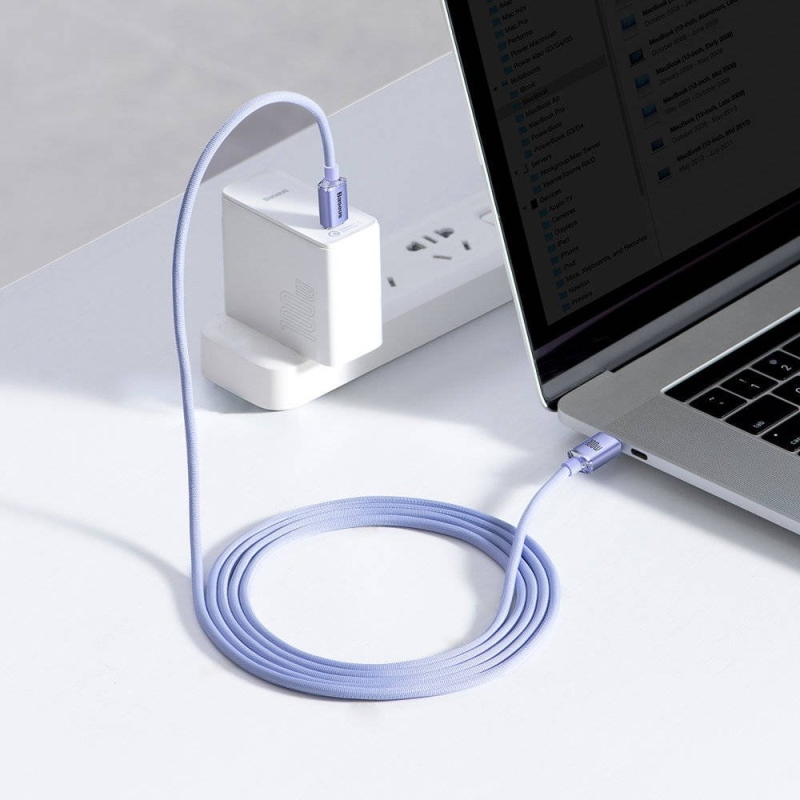 Baseus CAJY000705 Crystal Shine sorozatú adatkábel USB-C - USB-C 100W 2m Lila