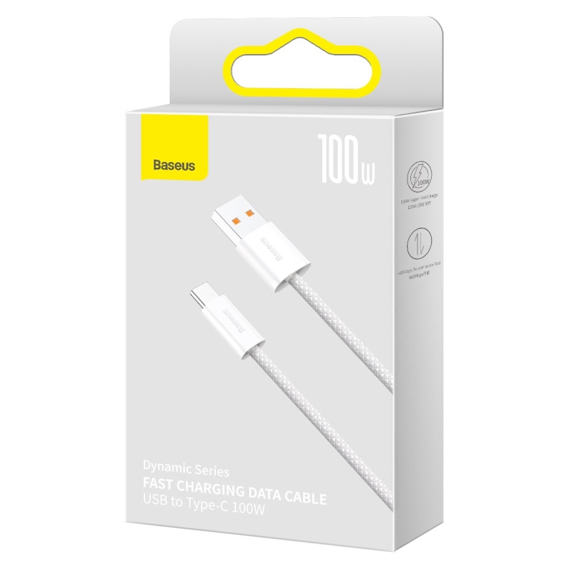 Baseus CALD000602 Dynamic sorozatú gyors töltő adatkábel USB - USB-C 100W 1m Fehér