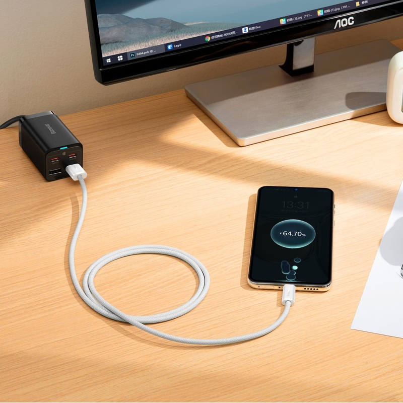 Baseus CALD000602 Dynamic sorozatú gyors töltő adatkábel USB - USB-C 100W 1m Fehér