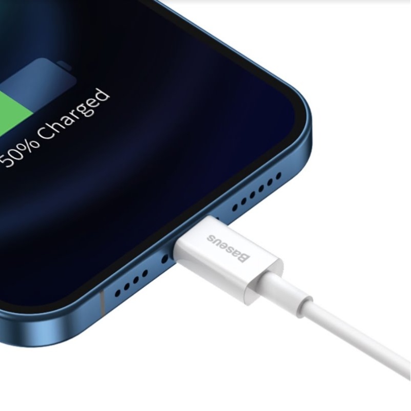 Baseus CALYS-02 Superior gyors töltőkábel Lightning 2.4A 0.25m Fehér