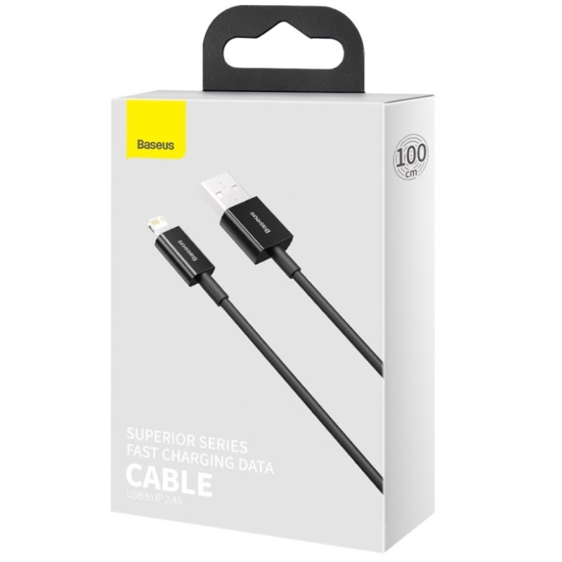 Baseus CALYS-A01 Superior gyors töltő adatkábel USB Lightning 2.4A 1m Fekete