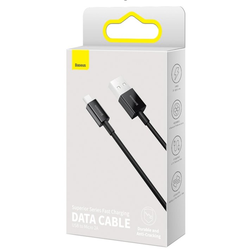 Baseus CAMYS-01 Superior gyors töltő adatkábel MicroUSB 2A 1m fekete