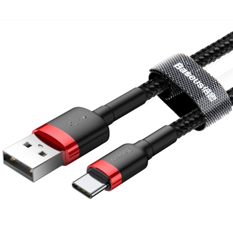 Baseus CATKLF-B91 Cafule kábel USB-C 3A 1m piros/fekete