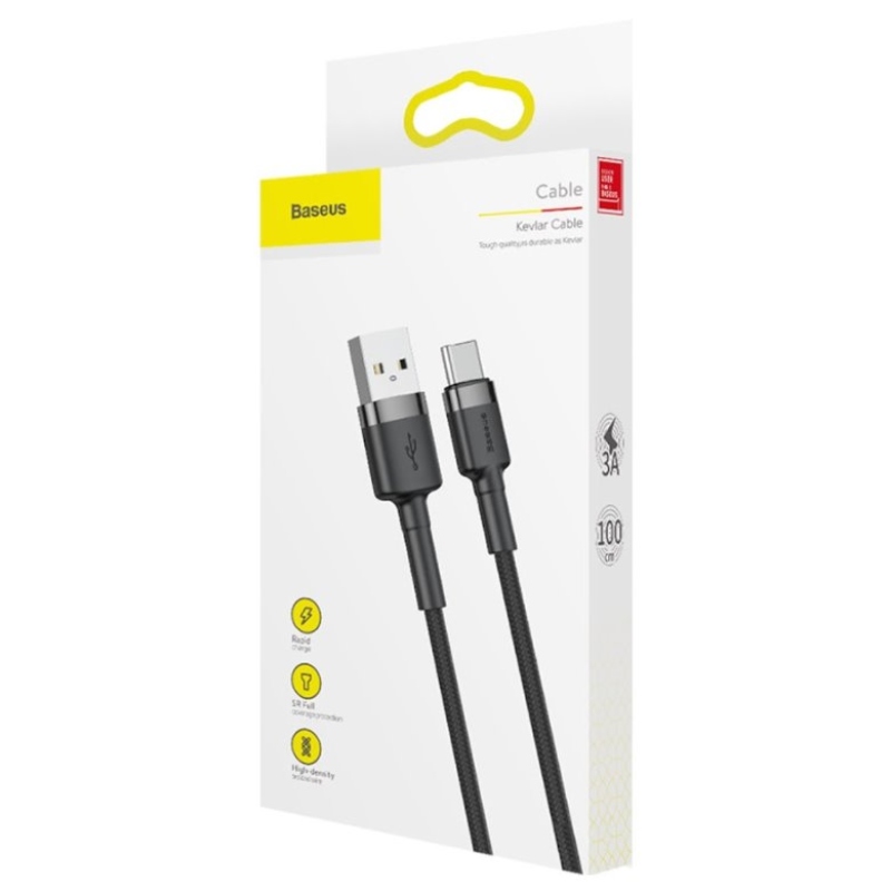 Baseus CATKLF-BG1 Cafule kábel USB-C 3A 1m Szürke/fekete
