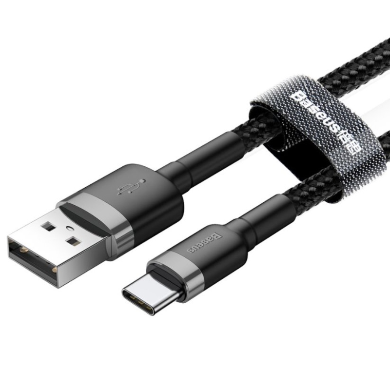 Baseus CATKLF-BG1 Cafule kábel USB-C 3A 1m Szürke/fekete
