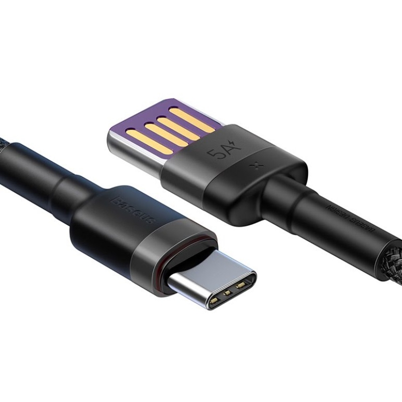 Baseus CATKLF-PG1 Cafule gyorstöltéses adatkábel USB kétoldalas USB 40W 1m szürke/fekete