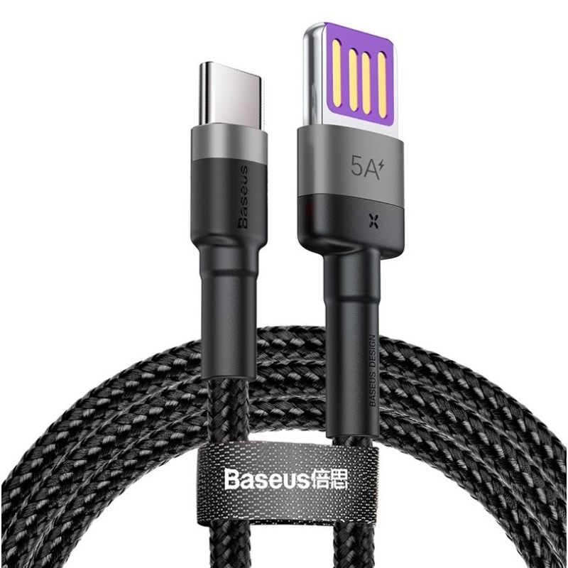 Baseus CATKLF-PG1 Cafule gyorstöltéses adatkábel USB kétoldalas USB 40W 1m szürke/fekete