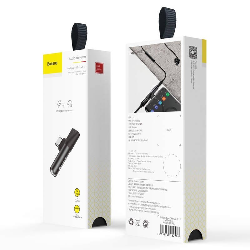 Baseus CATL41-01 USB-C/3,5 mm-es csatlakozó Fekete