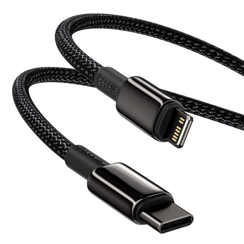 Baseus CATLWJ-01 Tungsten Gold gyors töltőkábel USB-C Lightning 20W 1m fekete