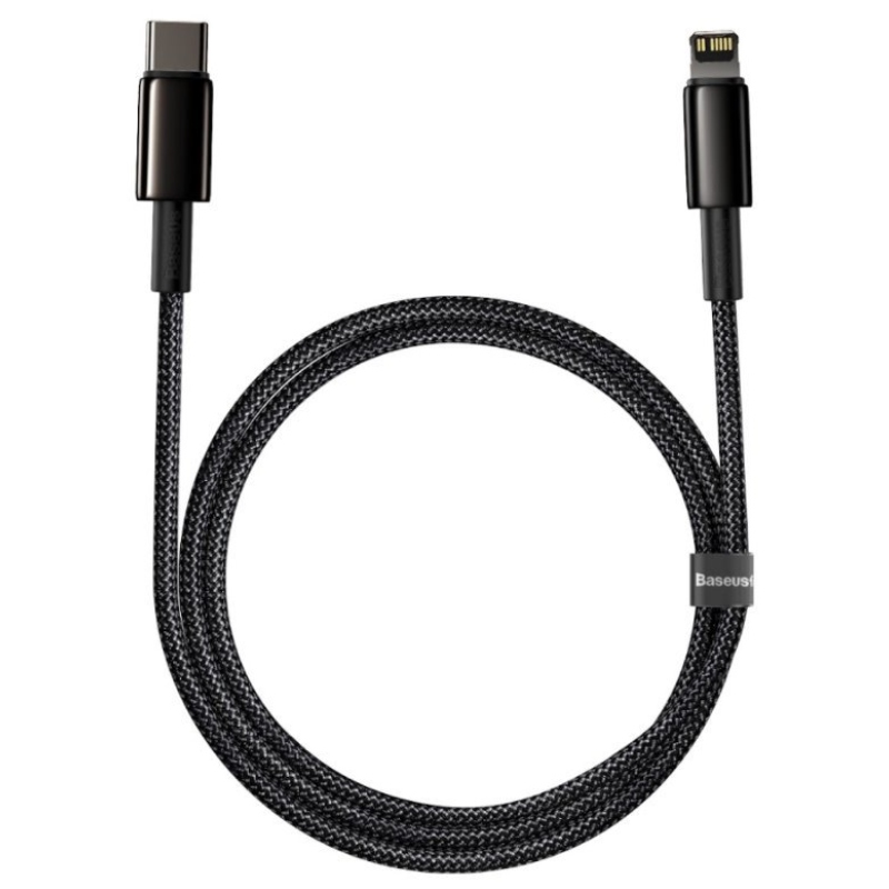 Baseus CATLWJ-A01 Tungsten Gold gyors töltőkábel USB-C Lightning 20W 2m fekete