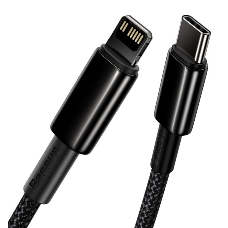 Baseus CATLWJ-A01 Tungsten Gold gyors töltőkábel USB-C Lightning 20W 2m fekete