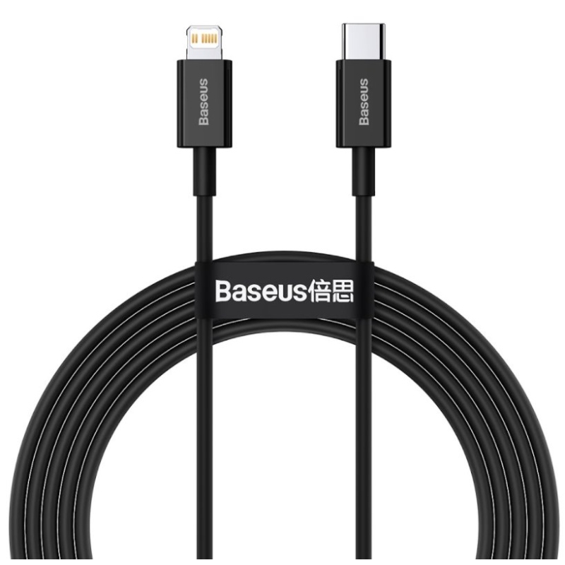 Baseus CATLYS-C01 Superior gyors töltő adatkábel USB-C Lightning 20W 2m Fekete