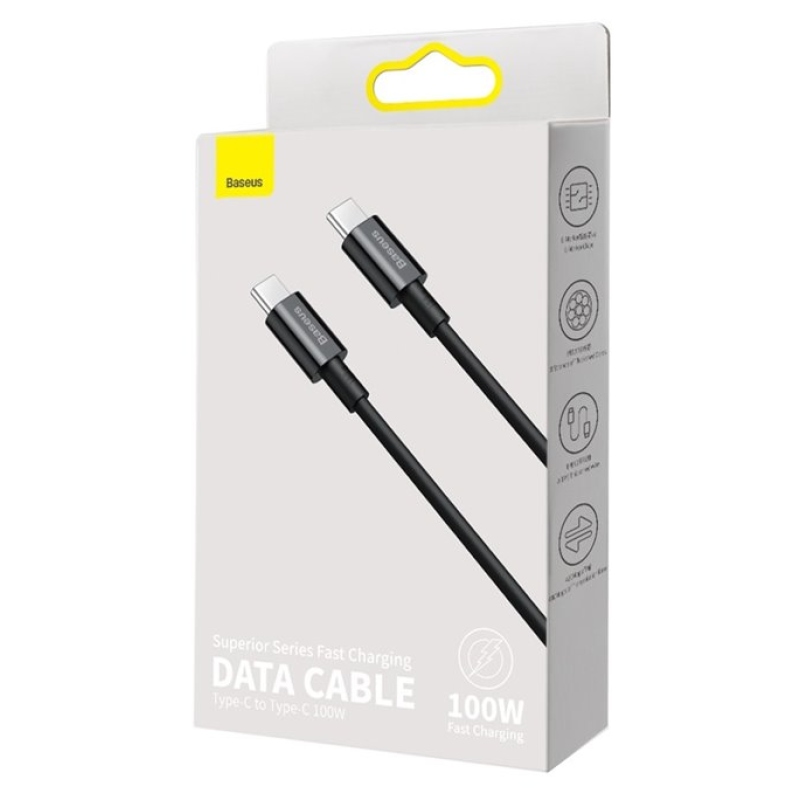 Baseus CATYS-C01 Superior Gyors töltő adatkábel USB-C - USB-C 100W 2m fekete