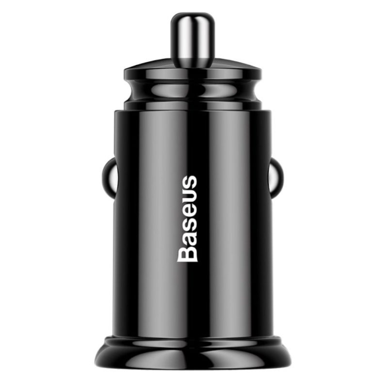 Baseus CCALL-YD01 kör alakú autós töltő 2xUSB QC3.0 30W fekete színű