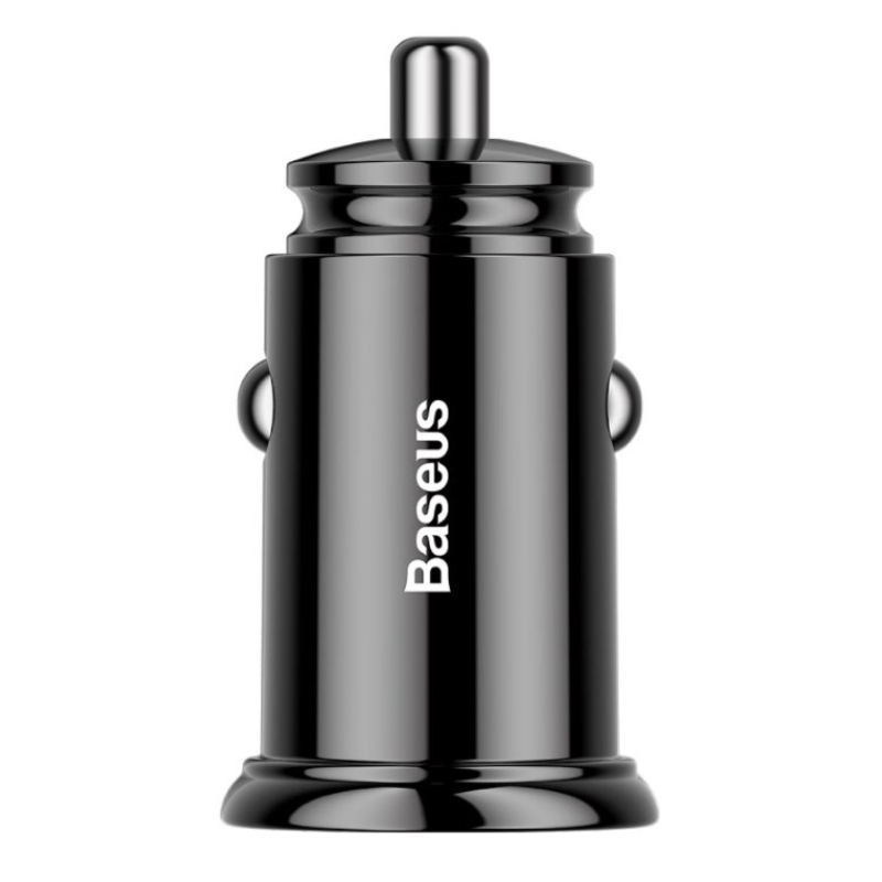 Baseus CCALL-YS01 kör alakú autós töltő USB+USB-C 30W fekete