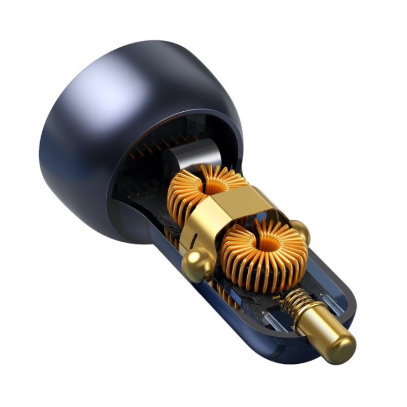 Baseus CCKX-C0G Különleges autós töltő Digitális kijelző 2xUSB 65W szürke