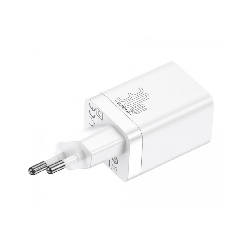 Baseus CCSUPP-E02 Super Si gyorstöltő USB + USB-C 30W Fehér