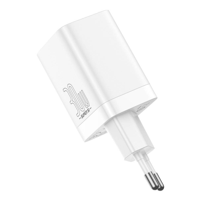 Baseus CCSUPP-E02 Super Si gyorstöltő USB + USB-C 30W Fehér