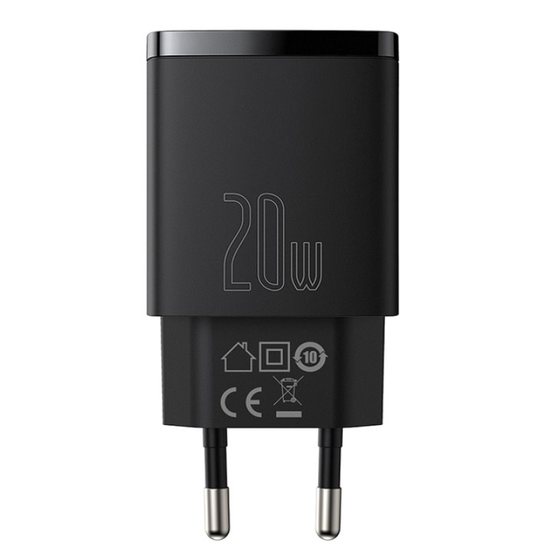 Baseus CCXJ-B01 Kompakt gyorstöltő USB/USB-C 20W fekete színű