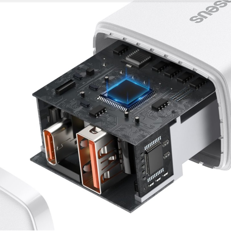 Baseus CCXJ-B02 Kompakt gyorstöltő USB/USB-C 20W Fehér