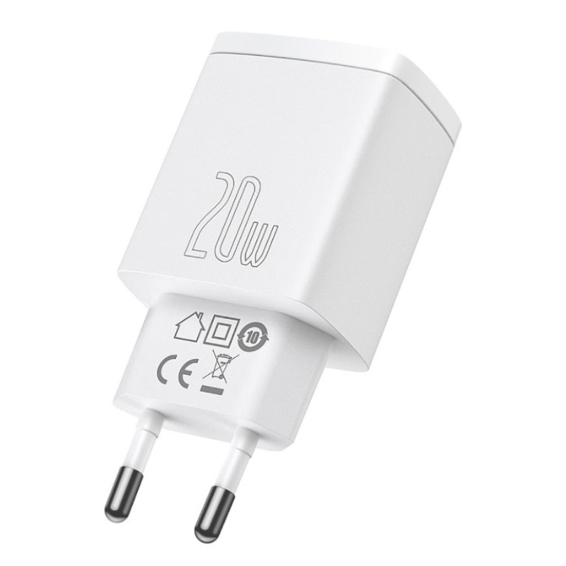 Baseus CCXJ-B02 Kompakt gyorstöltő USB/USB-C 20W Fehér