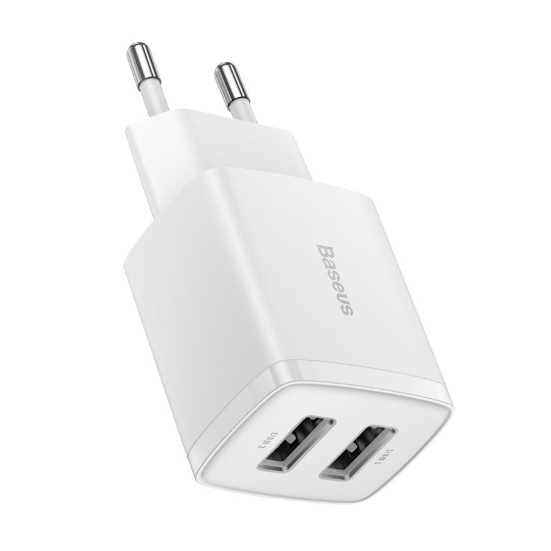 Baseus CCXJ010202 Kompakt töltő 2xUSB 10.5W Fehér