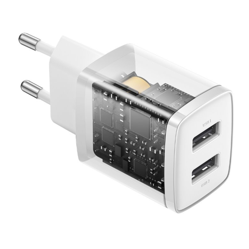 Baseus CCXJ010202 Kompakt töltő 2xUSB 10.5W Fehér