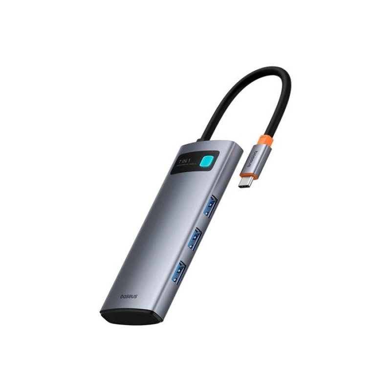 Baseus Metal Gleam sorozat 7in1 USB-C HUB dokkolóállomás űrszürke